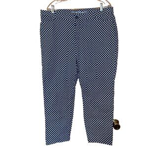 Navy White Geometric Pattern Womens Pants Size 16 Cropped Slim Fit Khakis Gap